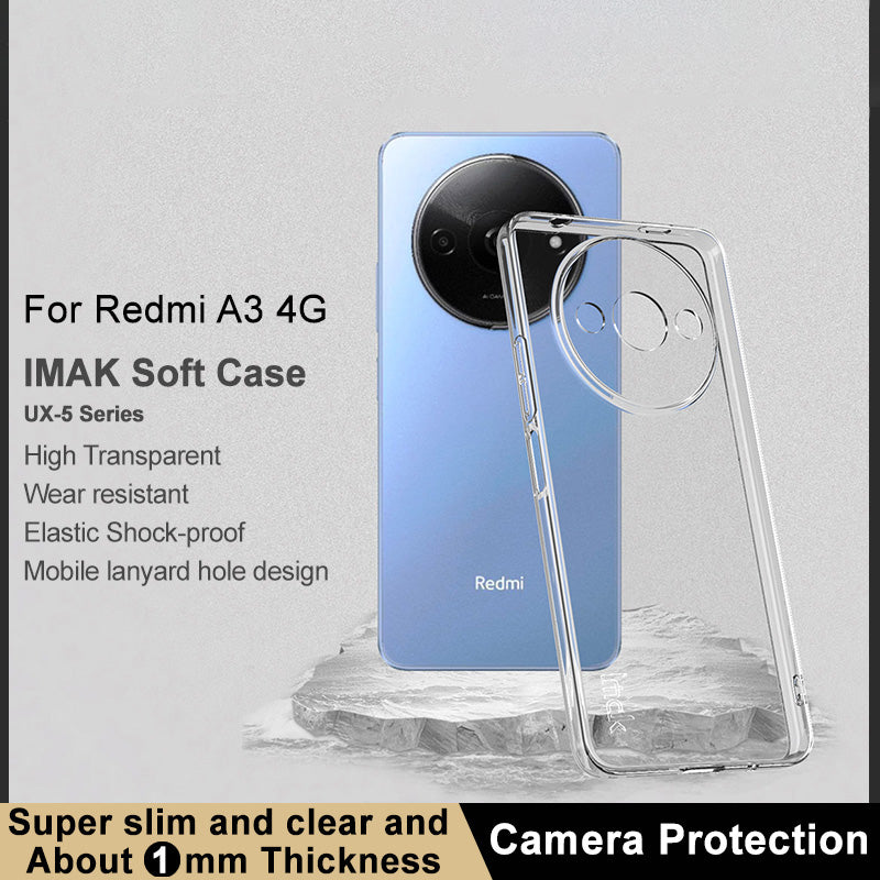 IMAK UX-5 Series For Xiaomi Redmi A3 / Poco C61 4G Case Slim Fit Crystal Clear TPU Phone Cover IMAK UX-5 Series For Xiaomi Redmi A3 / Poco C61 4G Case Slim Fit Crystal Clear TPU Phone Cover